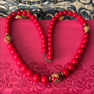 Elegant Red Beaded Necklace